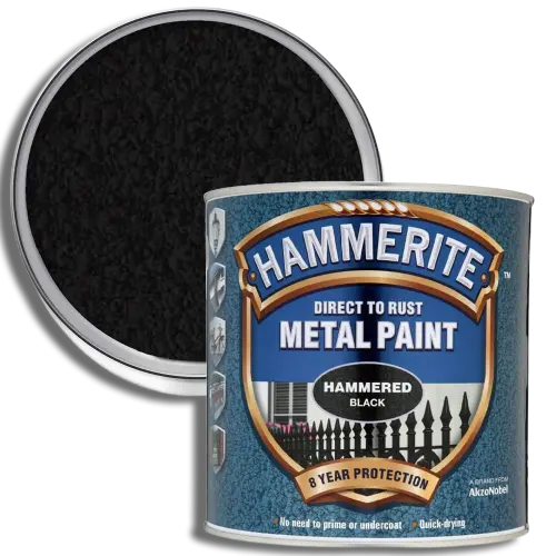 Hammerite Black Direct To Rust Metal Paint Hammered Finish 2.5L