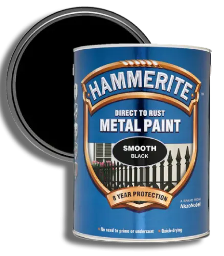 Hammerite Black Direct To Rust Metal Paint Smooth Finish 2.5L