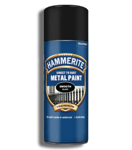 Hammerite Black Direct To Rust Metal Paint Aerosol Smooth Finish 400ml