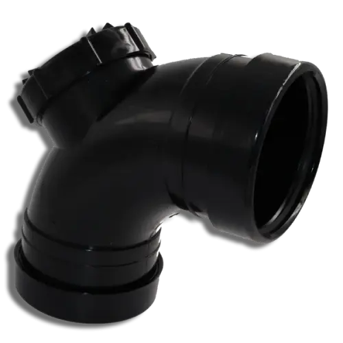 110mm Black Pushfit Soil Double Socket Access Bend 92.5'