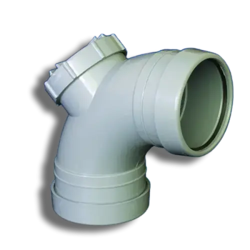 110mm Grey Pushfit Soil Double Socket Access Bend 92.5'
