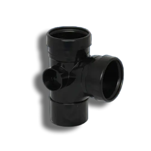 110mm Black Pushfit Soil Double Socket Branch 92.5'