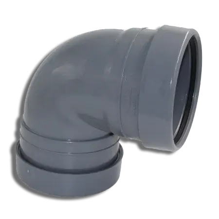 110mm Grey Pushfit Soil Double Socket Bend 90'