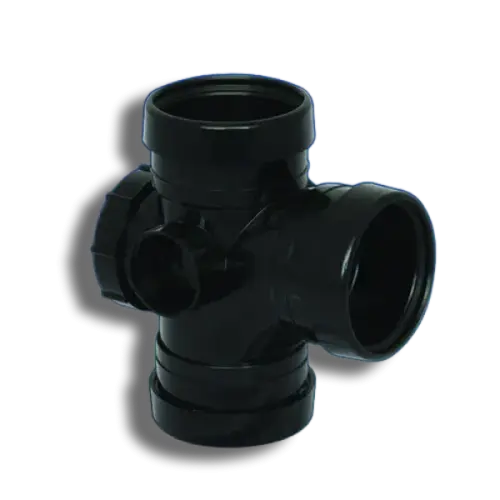 110mm Pusfit Soil Triple Access Branch 92.5' Black