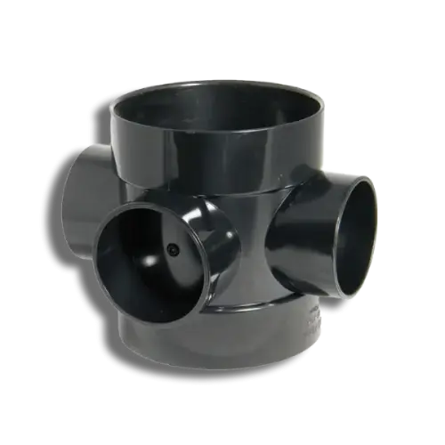 110mm Pushfit Soil Three Way Short Boss Pipe Black