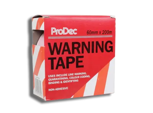 ProDec Red and White Warning Tape 60mm x 200m