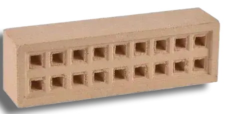 215mm x 65mm Square Hole Clay Airbrick Buff
