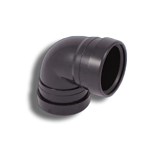 110mm Black Solvent Soil 90° Tight Bend Double Socket