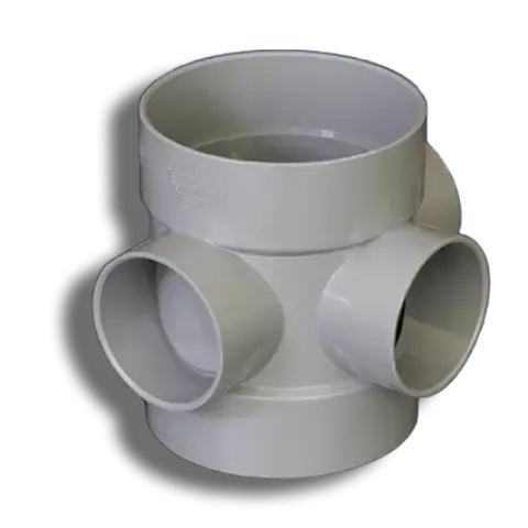 110mm Grey Solvent Soil Three Way Boss Pipe Connector