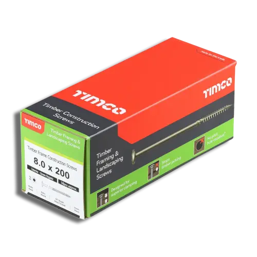 8.0mm x 200mm PK50 TIMCO Timber Frame Screw WAFER Green