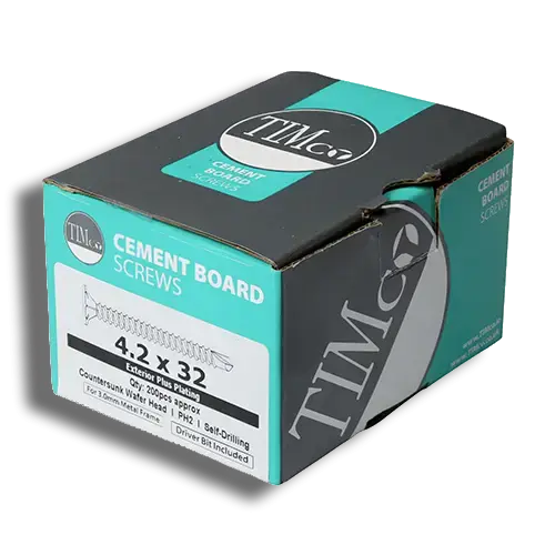 Cement Board Screws Countersunk Wafer PH S/D Grey 4.2x42 Box200