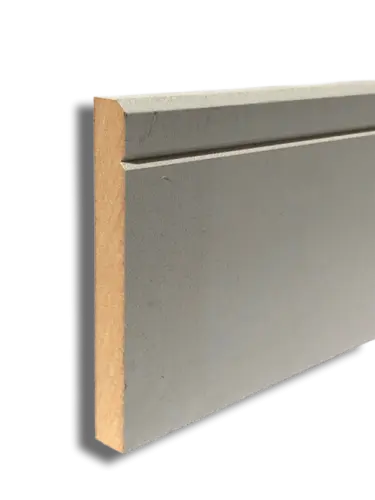 18mm x 144mm x 4.2M Primed MDF Chamfered V Groove / Square Edge Skirting
