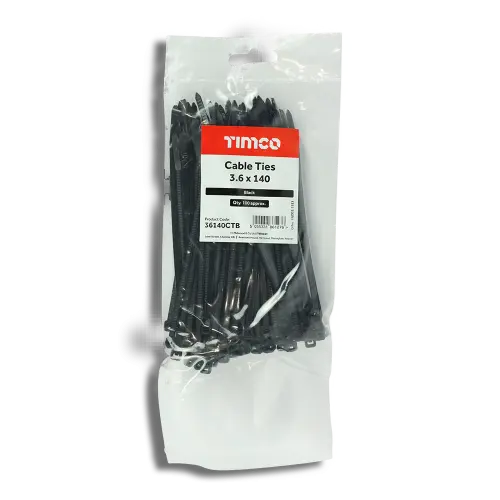 TIMCO Cable Ties Black 3.6mm