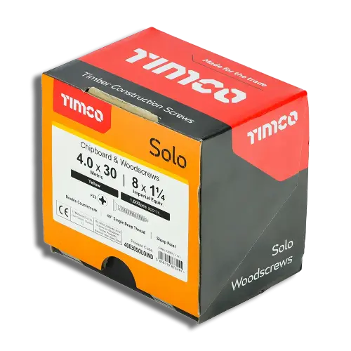 Timco Solo Chipboard & Woodscrews PZ Double Countersunk Yellow 4.0mm Industry Pack