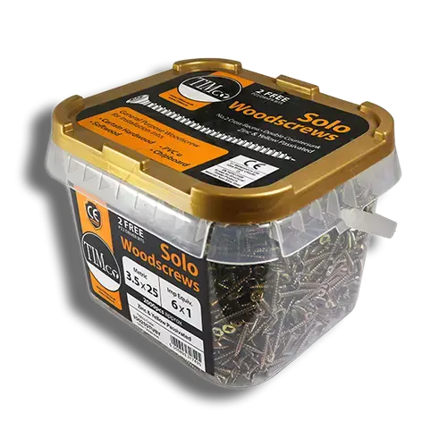Timco Solo Chipboard & Woodscrews PZ Double Countersunk Yellow 4.0mm Tub