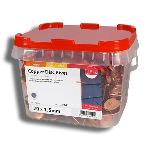 TIMCO Copper Disc Riverts 20 x 1.50 Tub 1000