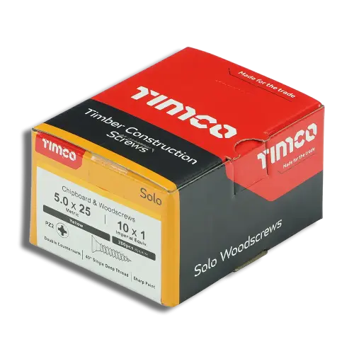 Timco Solo Chipboard & Woodscrews PZ Double Countersunk Yellow 5.0mm