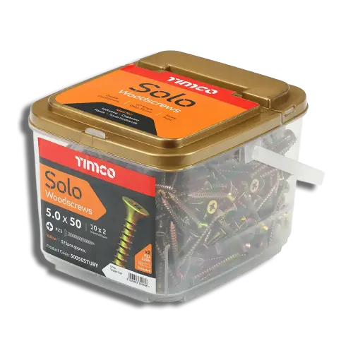 Timco Solo Chipboard & Woodscrews PZ Double Countersunk Yellow 5.0mm Tub