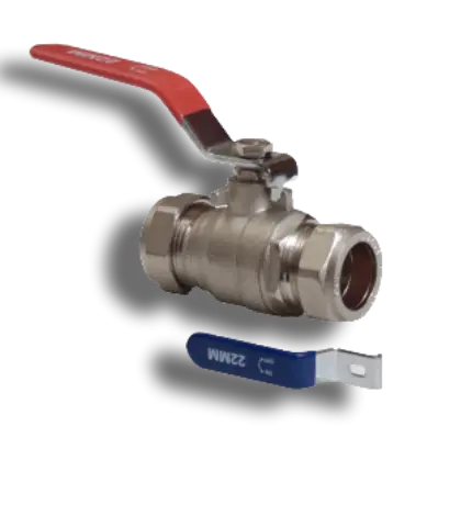 Lever Ball Valves Red & Blue Handled C x C 35mm