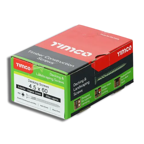 4.5x60 PK 200TIMCO Decking Screw Double Countersunk PZ Green