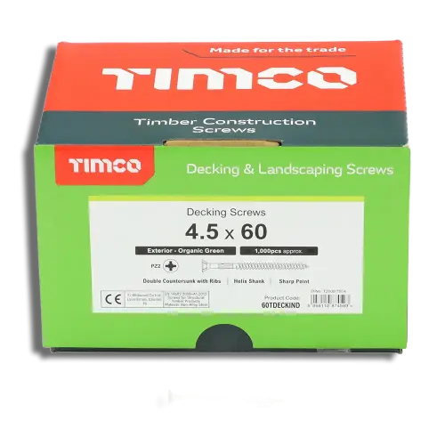 TIMCO Decking Screws Double Countersunk PZ Exeter Green 4.5 x 60 Tub 1000 (8040003) - EpicCentre Supply Ltd
