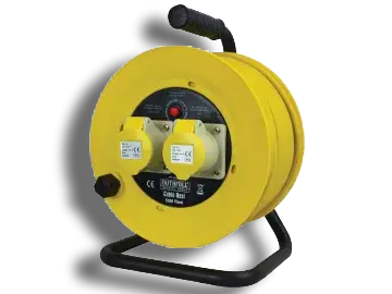 Faithfull 50m 110V 16A FPPCR50ML Open Drum Cbl Reel 2 Sockets