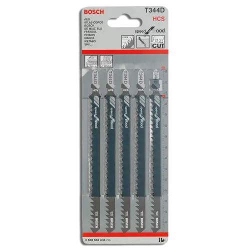 Bosch T344D Speed Jigsaw Blade for Wood 152mm Pk5