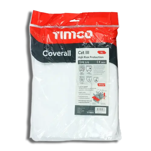 TIMCO Cat III Type 5/6 Coverall High Risk Protection White (XL)