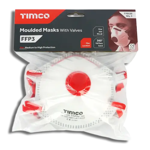 TIMCO FFP3 Moulded Masks with Valve PK 3