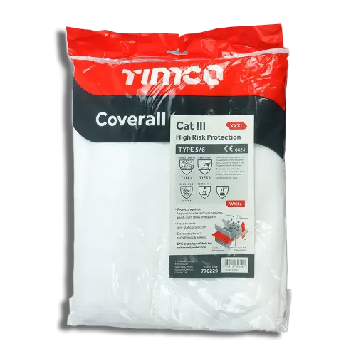 TIMCO Cat III Type 5/6 Coverall High Risk Protection White (XXXL) 770229