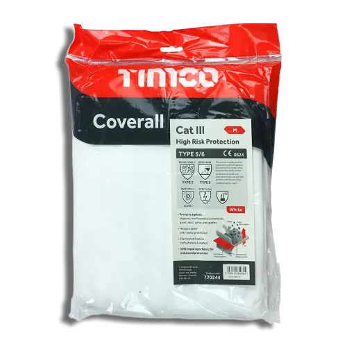 TIMCO Cat III Type 5/6 Coverall High Risk Protection White (M) 770244