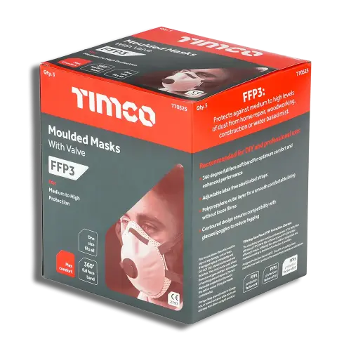 TIMCO FFP3 Moulded Masks with Valve PK 5