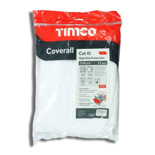 TIMCO Cat III Type 5/6 Coverall High Risk Protection White (L) 770633
