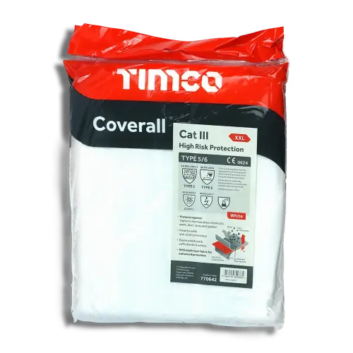 TIMCO Cat III Type 5/6 Coverall High Risk Protection White (XXL) 770642