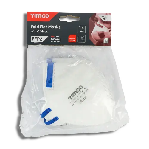 TIMCO FFP2 Fold Flat Masks with Valve PK 3