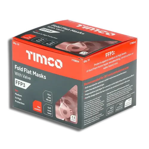 TIMCO FFP3 Fold Flat Masks with Valve PK 10