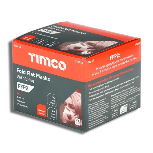 TIMCO FFP2 Fold Flat Masks with Valve PK 10