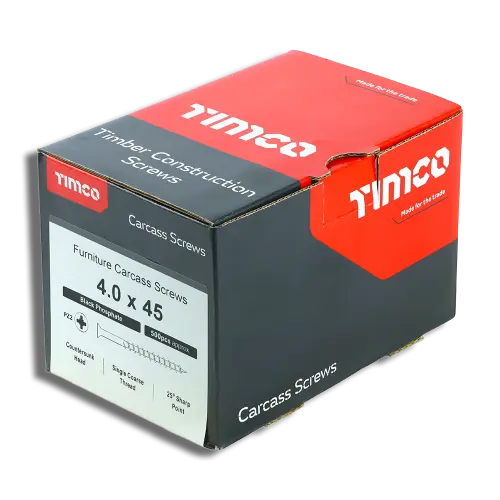Timco 4.0 x 45 Furniture Carcass Screws Pz Black Box 500