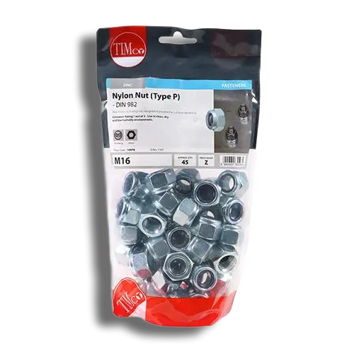 TIMCO Nylon Nuts Type P ZP M16 PK 45
