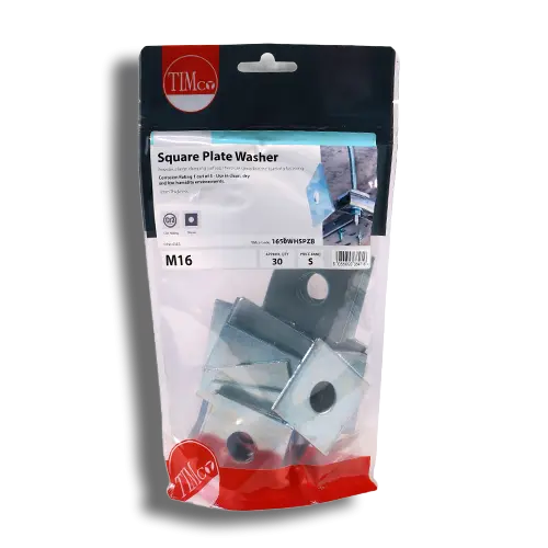 M16 50 x 50 x 3mm TIMCO Square Plate Washer PK 30