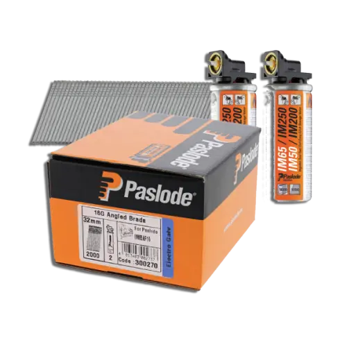 Paslode 38mm IM65A Galvanised Angled Brads Box 2000 & 2 Fuel Cells