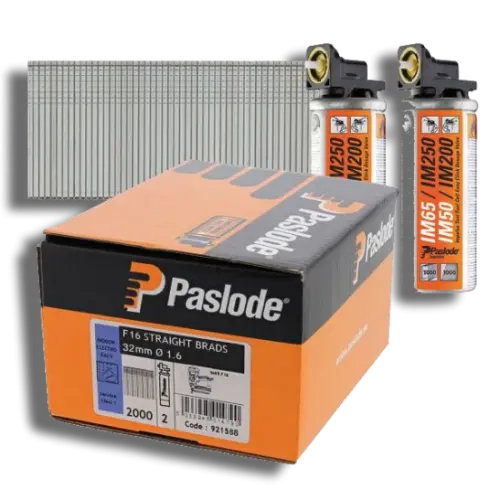 Paslode 38mm IM65 Galvanised Straight Brads 2000 2 & Fuel Cells
