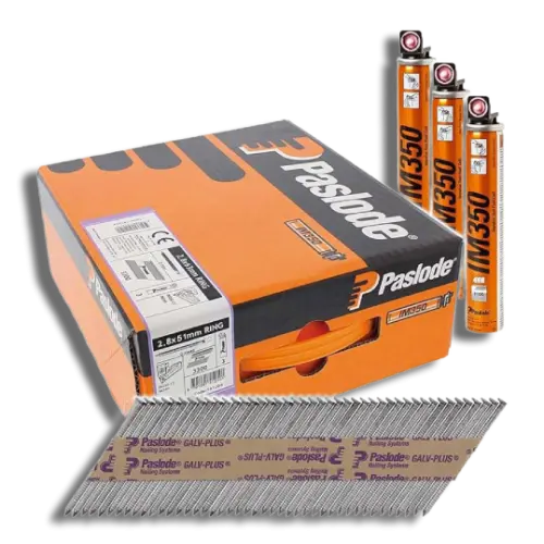 Paslode IM360ci Nail Fuel Pack 3300pk & 3 Fuel Cells 2.8 x 51mm Ring Galv+