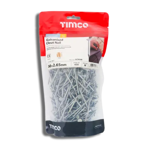 Bag TIMCO Clout Nails Galvanised 50x2.65mm 1kg