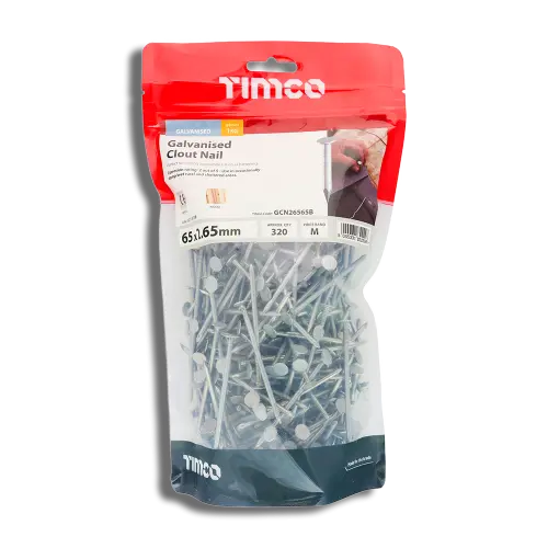 Bag TIMCO Clout Nails Galvanised 65x2.65mm 1kg
