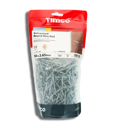 TIMCO Round Wire Nails Galvanised 50 x 2.65mm 1kg Bag