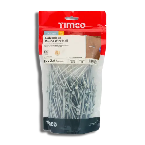 TIMCO Round Wire Nails Galvanised 65 x 2.65mm 1kg Bag