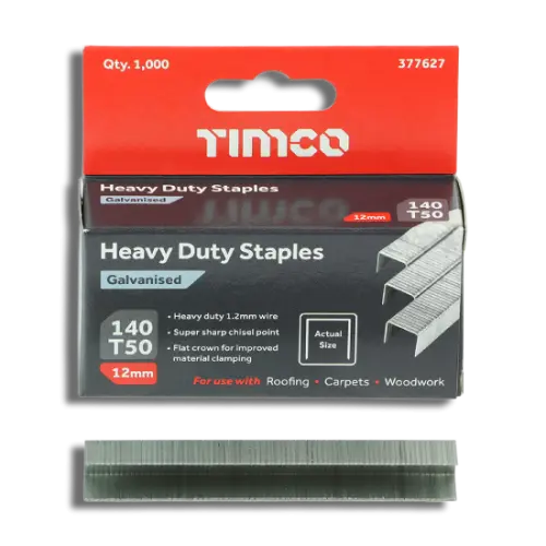TIMCO Staples Heavy Duty Galvanised 12mm PK1000