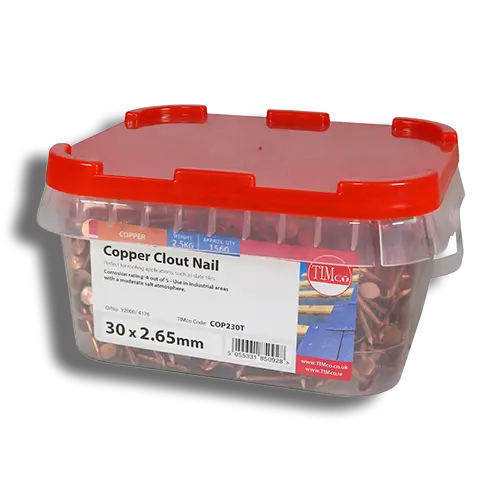 TIMCO Copper Clout Nail 30 x 2.65 Tub 2.5kg