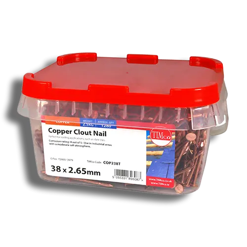 TIMCO Copper Clout Nail 38 x 2.65 Tub 2.5kg